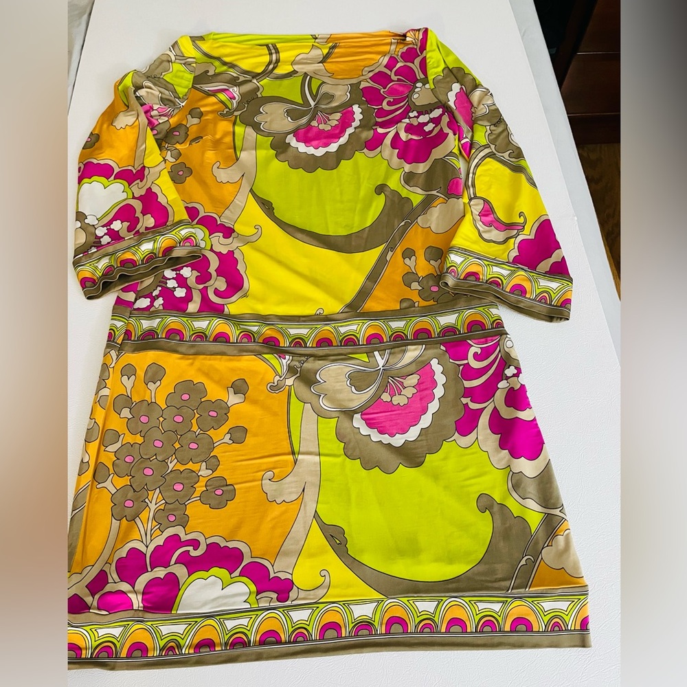 Trina Turk Yellow and Tan Dress size 10